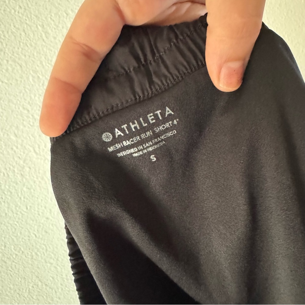 Athleta Black Mesh Racer Run Short Like New Sporty Chic Athleisure Performance - Picture 8 of 16